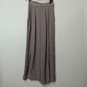 Peggy Jennings Taupe Wide-Leg Pleated Sheer Trousers Bespoke Designer 26 2 XS